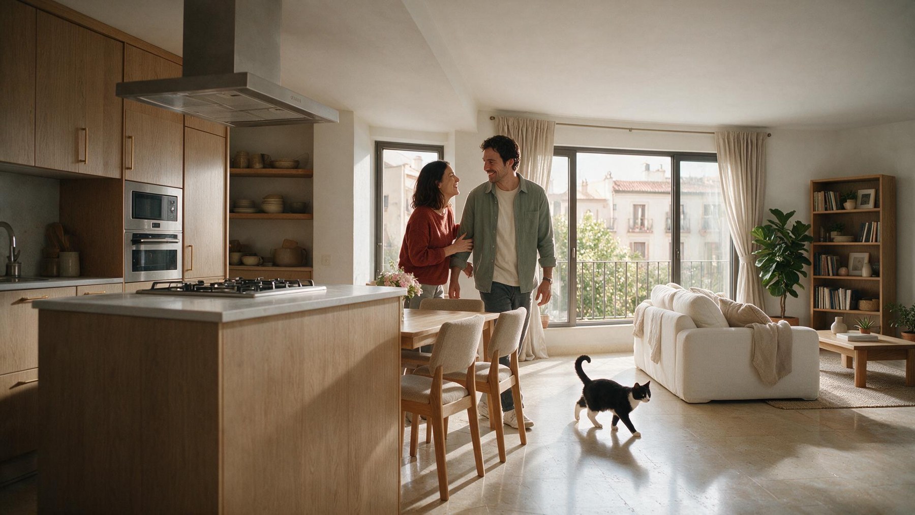 Referencia desde la cocina mirando hacia la pareja