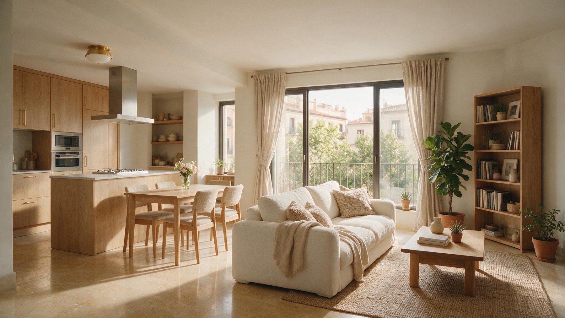 Piso nuevo con salón y cocina integrada